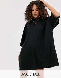 Свободное платье-футболка ASOS DESIGN Tall-Черный