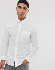 Белая приталенная рубашка с длинными рукавами Jack & Jones-Белый