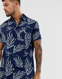 Серая рубашка с короткими рукавами и принтом Jack & Jones Originals-Серый