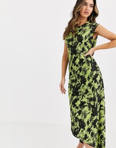 Платье миди с высоким воротом и принтом тай-дай ASOS DESIGN-Мульти
