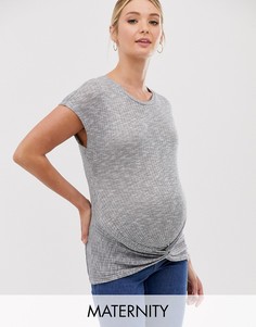 Серый топ с перекрученной отделкой New Look Maternity