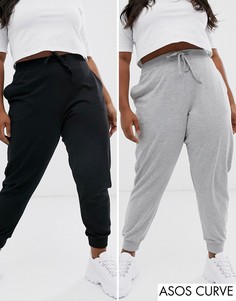Классические джоггеры с завязкой ASOS DESIGN Curve - 2 пары со скидкой-Мульти