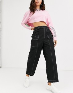 Брюки с контрастными строчками ASOS DESIGN-Черный