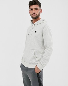 Серый меланжевый худи с логотипом Abercrombie & Fitch