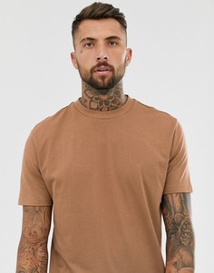 Коричневая свободная футболка из органического хлопка с круглым вырезом ASOS DESIGN-Коричневый
