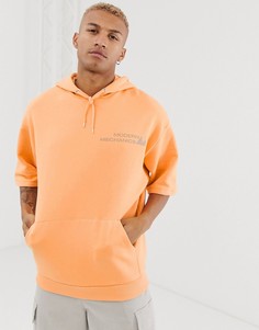 Бледно-оранжевый oversize-худи с короткими рукавами и светоотражающим принтом ASOS DESIGN