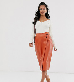 Юбка миди из искусственной кожи с запахом Missguided Petite-Мульти