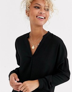 Черная рубашка с заниженной линией плеч New Look-Черный