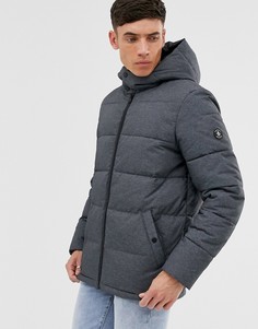 Темно-серая меланжевая дутая куртка с капюшоном Original Penguin-Серый