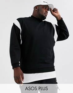 Oversize-свитшот с высоким воротом и вставками ASOS DESIGN Plus-Черный