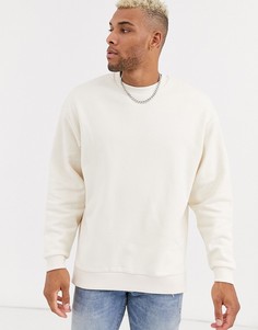 Белый oversize-свитшот с разрезами ASOS DESIGN