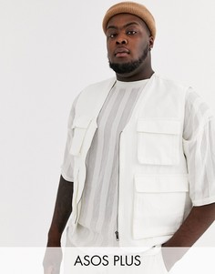 Светло-бежевый жилет в стиле милитари ASOS DESIGN Plus-Кремовый