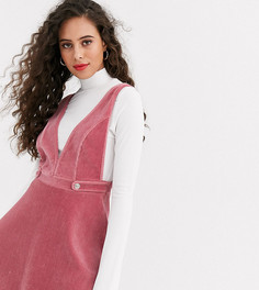 Розовое вельветовое платье-сарафан Miss Selfridge Petite-Розовый
