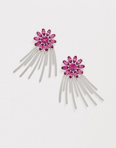 Серебристые серьги-гвоздики с камнями ASOS DESIGN-Серебряный