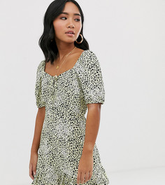 Чайное платье со звериным принтом Miss Selfridge Petite-Желтый