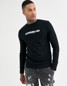 Лонгслив с принтом на груди ASOS DESIGN-Черный