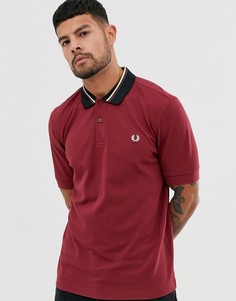 Бордовое поло из пике в полоску Fred Perry-Красный