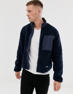 Темно-синяя куртка на молнии с логотипом Original Penguin-Темно-синий