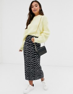 Юбка миди плиссе в монохромный горошек ASOS DESIGN-Мульти
