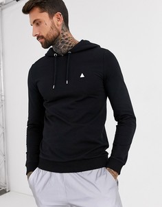 Черное обтягивающее худи с принтом ASOS DESIGN-Черный