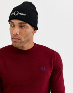 Черная шапка-бини из вискозы с логотипом Fred Perry-Черный