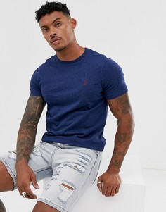 Темно-синяя меланжевая футболка с логотипом Polo Ralph Lauren-Темно-синий