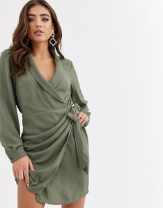 Платье мини с запахом ASOS DESIGN-Зеленый