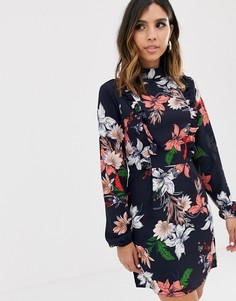 Платье с цветочным принтом и длинными рукавами AX Paris-Мульти