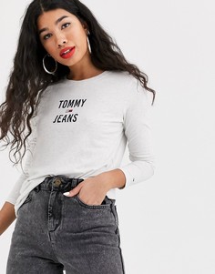 Лонгслив из органического хлопка с логотипом Tommy Jeans-Серый