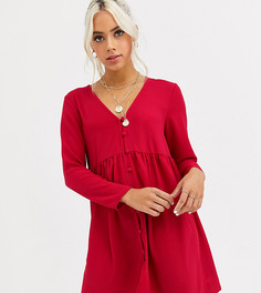 Свободное платье мини на пуговицах ASOS DESIGN Petite-Красный