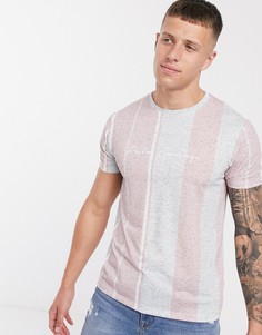 Розовая футболка в полоску с вышивкой Burton Menswear Palm Springs-Черный