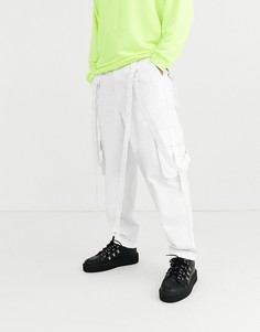 Белые брюки карго с ремешками ASOS DESIGN-Белый