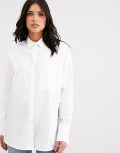 Хлопковая рубашка бойфренда с длинными рукавами ASOS DESIGN-Белый