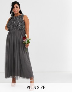 Темно-серое платье 2 в 1 с пайетками Maya Plus - bridesmaid-Серый
