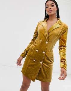 Бархатное платье-блейзер Missguided-Золотой