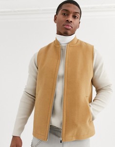 Жилет с добавлением шерсти ASOS DESIGN-Коричневый