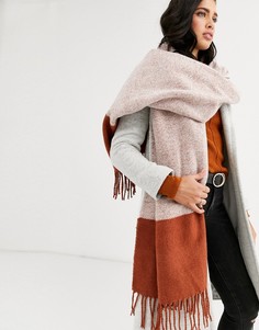 Oversize-шарф колор блок ASOS DESIGN-Коричневый