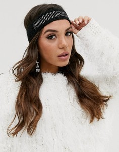 Черная повязка на голову с отделкой стразами ASOS DESIGN-Черный