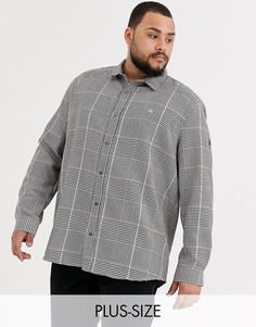 Светло-серая рубашка в клетку River Island Big & Tall-Серый