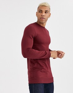 Длинный бордовый обтягивающий свитшот ASOS DESIGN-Красный