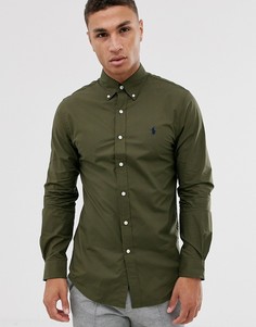 Приталенная рубашка на пуговицах из эластичного поплина с логотипом Polo Ralph Lauren-Зеленый