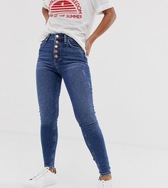 Темно-выбеленные джинсы скинни River Island Petite-Синий