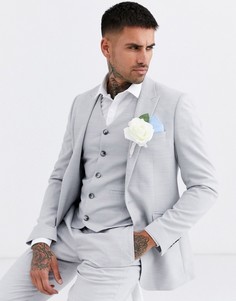 Серый фактурный свадебный пиджак зауженного кроя ASOS DESIGN