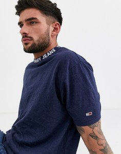 Футболка с фирменным воротником Tommy Jeans-Темно-синий