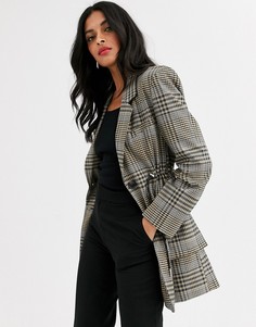Пиджак в клетку с затягивающимся шнурком ASOS DESIGN premium-Мульти