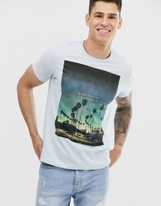 Голубая футболка с принтом Burton Menswear-Зеленый