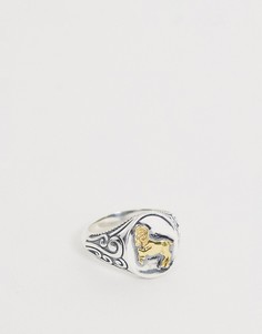 Серебряное кольцо-печатка с позолотой ASOS DESIGN-Серебряный