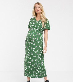 Чайное платье миди с запахом и цветочным принтом эксклюзивно для ASOS DESIGN Maternity Nursing-Зеленый