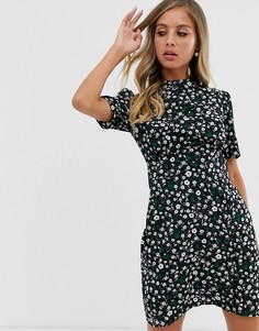 Чайное платье мини на пуговицах с цветочным принтом ASOS DESIGN-Мульти