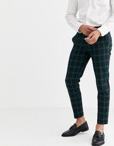 Зеленые брюки в клетку Jack & Jones Premium-Темно-синий